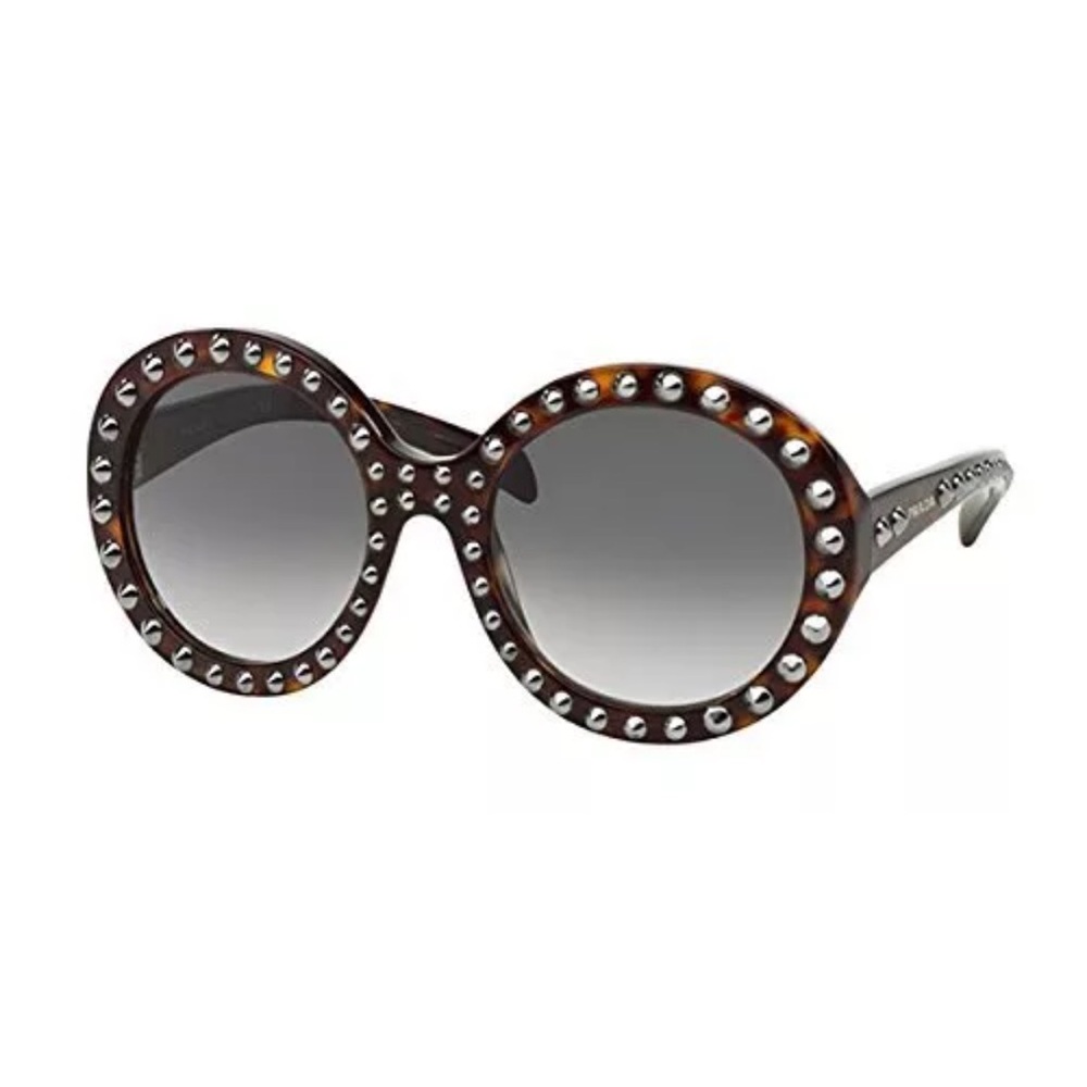 Prada Tortoiseshell Absolute Ornate Round Oversized Studded Sunglasses